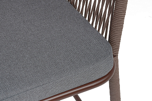 Стул барный 4SIS Марсель, каркас темно-серый муар, роуп коричневый, ткань темно-серая, садовая мебель