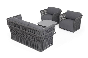 Лаунж-зона 4SIS Лугано 5-местная, каркас темно-серый, роуп темно-серый, садовая мебель