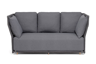 Диван 4SIS трехместный Лугано, темно-серый муар, роуп темно-серый, ткань темно-серая, садовая мебель