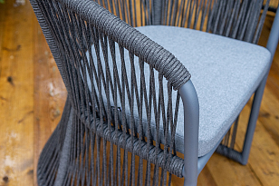 Обеденная группа 4SIS Романо на 6 персон, каркас темно-серый, роуп темно-серый, садовая мебель