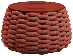 Пуф-столик плетеный с подушкой Tagliamento Pouf Цвет: терракот, бежевый, садовая мебель