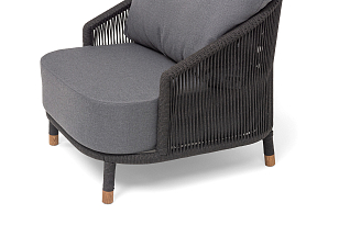 Кресло 4SIS Верона, каркас темно-серый муар, роуп темно-серый, ткань темно-серая, садовая мебель