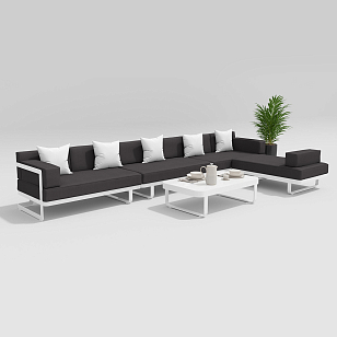 Лаунж зона Gardenini Hacienda Белый / Антрацит для дачи Лаунж зона Gardenini Hacienda Белый / Антрацит, садовая мебель