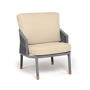 Кресло 4SIS Верона, каркас светло-серый муар, роуп светло-серый, ткань Mossle светло-бежевая, садовая мебель