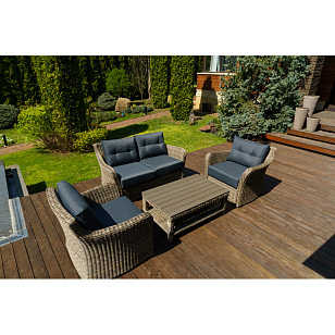 Лаунж зона Lite Venezia (2-местный диван, кофейный столик, 2 кресла) Цвет: коричневый, садовая мебель