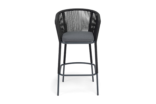 Стул барный 4SIS Марсель, каркас темно-серый муар, роуп темно-серый, ткань темно-серая 