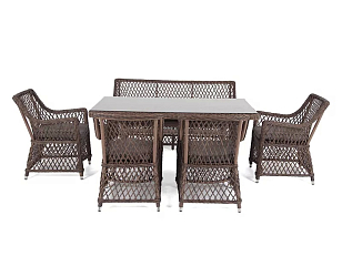 Обеденная группа 4SIS Катания на 6 персон, цвет коричневый, садовая мебель