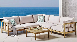 Диванный модуль из тика угловой Joygarden Bungalow для дачи Диванный модуль из тика угловой Joygarden Bungalow, садовая мебель