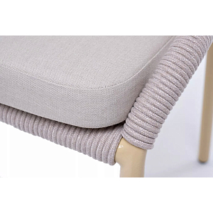 Стул 4SIS Милан из роупа, каркас белый шагрень, роуп светло-серый, ткань бежевая, садовая мебель