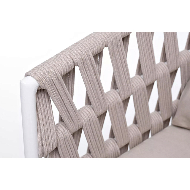 Кресло 4SIS Диего, основание дуб, каркас светло-серый шагрень, роуп бежевый, ткань бежевая 15052 