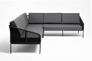 Диван модульный 4SIS Канны, каркас темно-серый (RAL7024) муар, роуп темно-серый, ткань темно-серая 027, садовая мебель