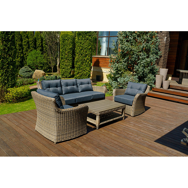 Лаунж зона Lite Venezia (3-местный диван, кофейный столик, 2 кресла) Цвет: коричневый 