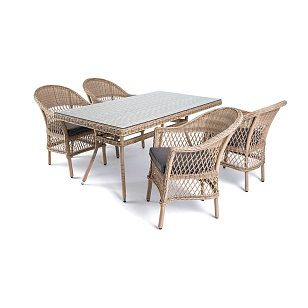 Обеденная группа 4SIS Амароне на 4 персоны, цвет соломенный для дачи Обеденная группа 4SIS Амароне на 4 персоны, цвет соломенный, садовая мебель