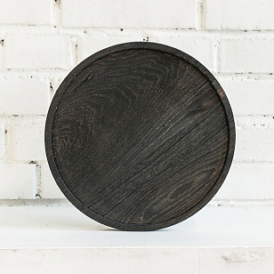 Доска сервировочная Fuga "Снег" круглая без ручки большая Цвет: тёмный, товары для загородного дома