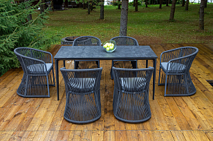 Обеденная группа 4SIS Романо на 6 персон, каркас темно-серый, роуп темно-серый, садовая мебель