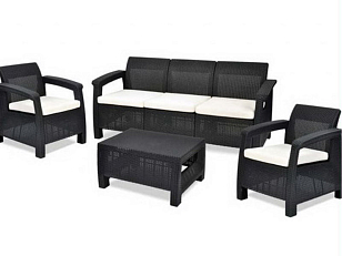 Лаунж зона Keter Corfu Triple set коричневая, садовая мебель