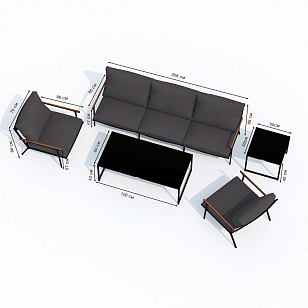 Лаунж зона ФЕСТА бежевая с трехместным диваном, садовая мебель