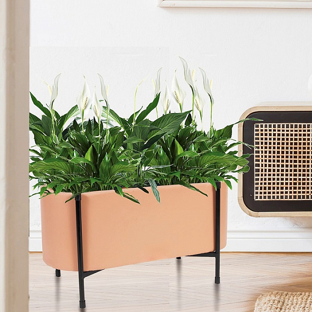 Кашпо Idealist Lite Таун Куб напольное с подставкой 58 Цвет: терракот 