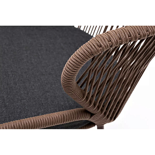 Стул 4SIS Милан из роупа, каркас алюминий коричневый муар, роуп коричневый, ткань темно-серая 027, садовая мебель