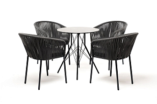 Обеденная группа 4SIS Конте на 4 персоны с круглым столом Цвет: серый гранит, садовая мебель