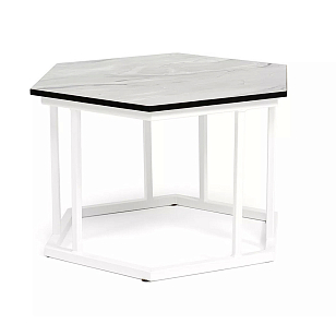 Интерьерный стол 4SIS Женева 50 х 50, каркас белый муар, столешница пепельный мрамор для дачи Интерьерный стол 4SIS Женева 50 х 50, каркас белый муар, столешница пепельный мрамор, садовая мебель