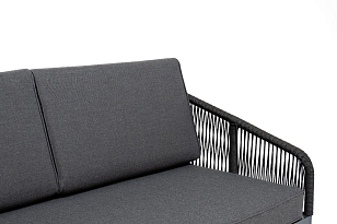 Модуль левый 4SIS Канны, каркас темно-серый муар, роуп темно-серый, ткань темно-серая 027, садовая мебель