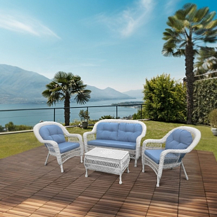 Комплект мебели из искусственного ротанга Lite Kavena White Blue, садовая мебель