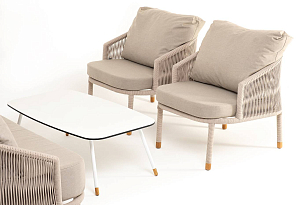Лаунж-зона 4SIS Верона 5-местная, каркас белый, роуп бежевый, садовая мебель