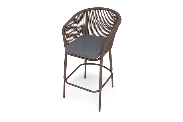 Стул барный 4SIS Марсель, каркас темно-серый муар, роуп коричневый, ткань темно-серая 