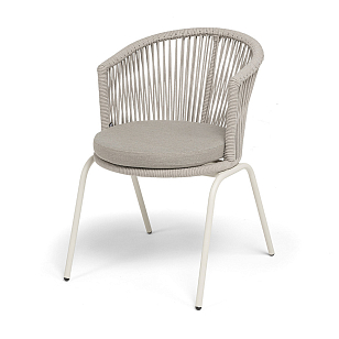 Стул 4SIS Люксембург, каркас RAL1013 муар, роуп бежевый, ткань бежевая, садовая мебель