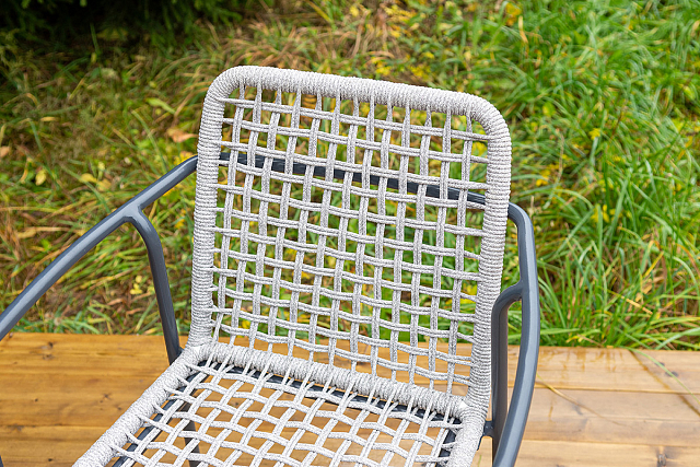 Стул 4SIS Тунис из роупа, каркас темно-серый (RAL7024), роуп светло-серый 