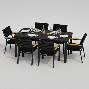Обеденная группа Ideal Patio Dolla Bonta 180 Цвет: карбон, чёрный, садовая мебель