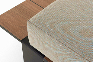 Модуль правый 4SIS Тулон, цвет "дуб", каркас черный муар, ткань бежевая, садовая мебель