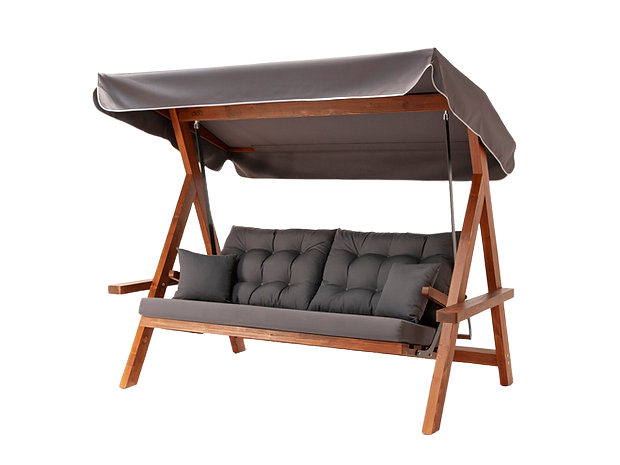 Качели трёхместные Lite Lyon с серыми подушками 