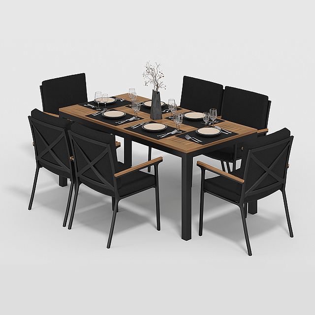 Обеденная зона Gardenini Bella 180 Карбон / Черный со стульями Calma S 