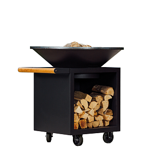 Дровяной гриль-очаг OFYR 100-PRO черный на колесах для приготовления пищи Дровяной гриль-очаг OFYR 100-PRO черный на колесах для сада