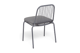 Стул 4SIS Кастелло из роупа, каркас темно-серый (RAL7024) муар, ткань темно-серая 027 для дачи Стул 4SIS Кастелло из роупа, каркас темно-серый (RAL7024) муар, ткань темно-серая 027, садовая мебель