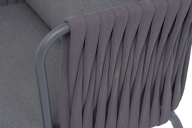 Кресло из роупа 4SIS Ронда, каркас темно-серый (RAL7024) муар, роуп серый 40 мм tex, ткань темно-серая 027 