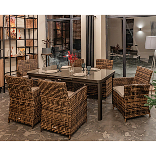 Обеденный комплект Lite Ludwig + Fiona коричневый для дачи Обеденный комплект Lite Ludwig + Fiona коричневый, садовая мебель