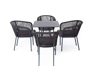 Обеденная группа 4SIS Форли на 4 персоны с квадратным столом Цвет: серый гранит, садовая мебель