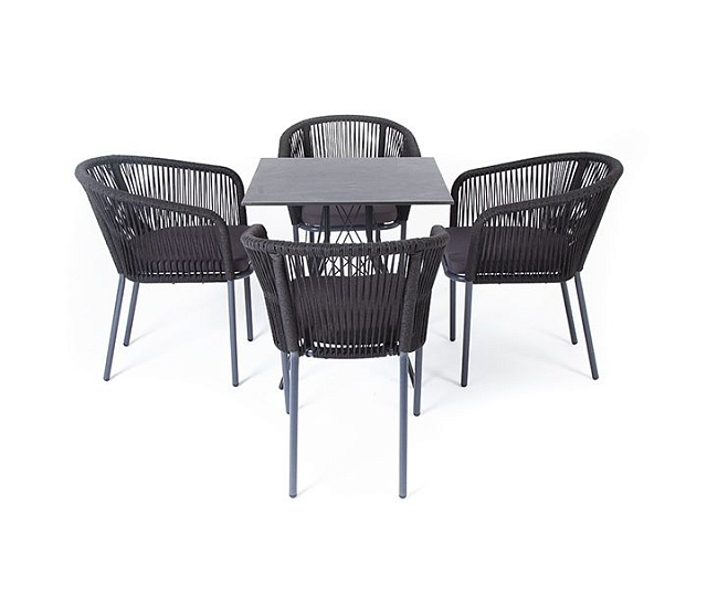 Обеденная группа 4SIS Форли на 4 персоны с квадратным столом Цвет: серый гранит 