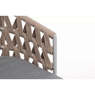 Стул 4SIS Диего, каркас светло-серый муар, роуп бежевый, ткань светло-серая, садовая мебель