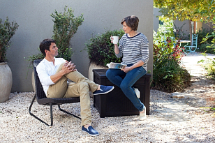 Стол-сундук Keter Cube Rattan 208 л графит для дачи Стол-сундук Keter Cube Rattan 208 л графит, садовая мебель