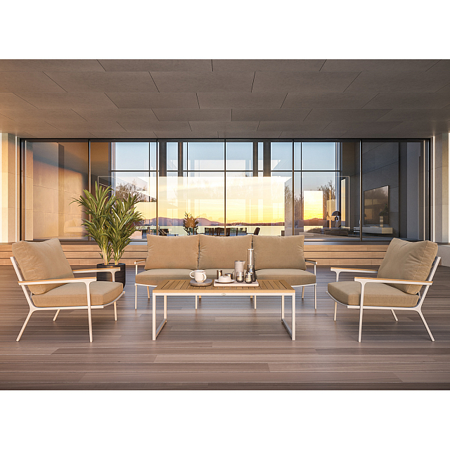 Лаунж зона Gardenini Premium Calma Long Белый / Бежевый 