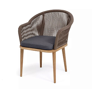 Стул 4SIS Лион, основание дуб, роуп коричневый, ткань темно-серая 027 для дачи Стул 4SIS Лион, основание дуб, роуп коричневый, ткань темно-серая 027, садовая мебель