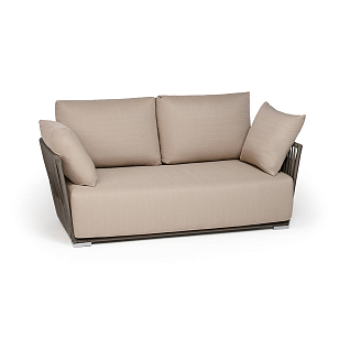Диван 4SIS двухместный Форли, светло-серый муар, роуп серо-коричневый, ткань Mossle бежевая, садовая мебель
