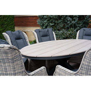 Обеденный комплект Lite Lugano и 8 кресел Bergamo Цвет: серый, садовая мебель