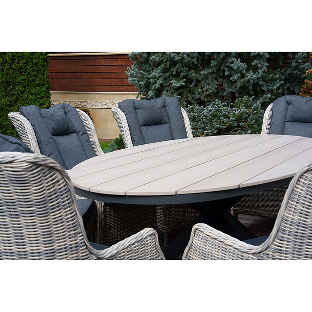 Обеденный комплект Lite Lugano и 8 кресел Bergamo Цвет: серый 