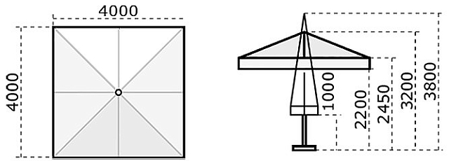 Зонт профессиональный телескопический Leonardo Telescopic 400 х 400 