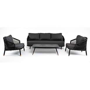 Лаунж-зона 4SIS Верона 5-местная, каркас темно-серый, роуп темно-серый для дачи Лаунж-зона 4SIS Верона 5-местная, каркас темно-серый, роуп темно-серый, садовая мебель